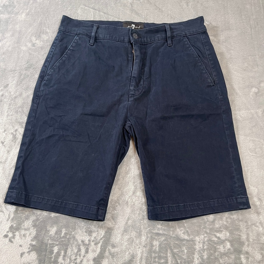 7 For All Mankind Shorts Mens 31 Luxe Performance Navy Blue Chino Stretch